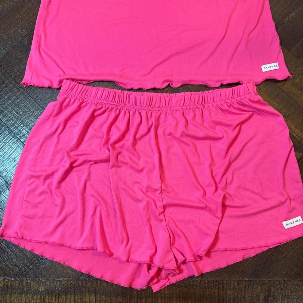 Rampage Y2K Pink Ruffle Cami & Shorts Pajama Set XL - Picture 2 of 8